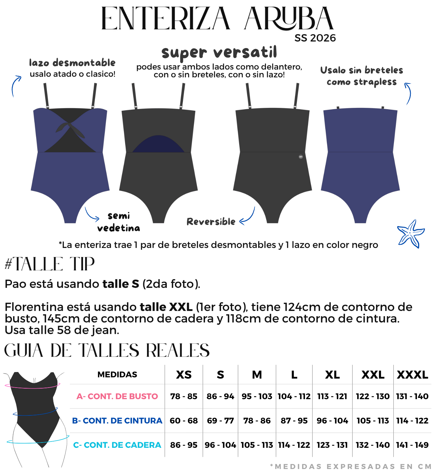 enteriza negra y azul reversible